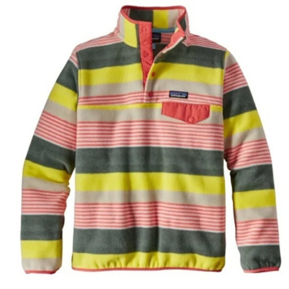 Patagonia Synchilla Snap-T Pullover Painted Fitz Stripe Hemlock Green Size XS